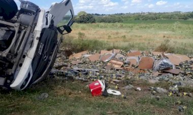 Camión que transportaba botellas de fernet volcó en la ruta y vecinos se llevaron parte de la mercadería